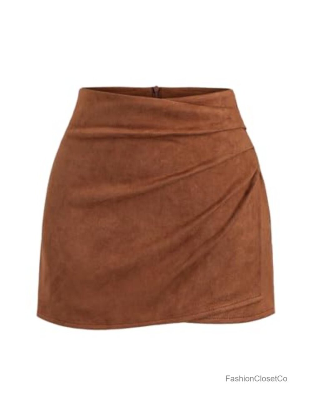 Women's Suede Ruched Bodycon Wrap Y2K Mini Skirt